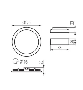 Spot LED Encastrable 6W 270lm 110° IP44 ∅120mm - Blanc Chaud 3000K