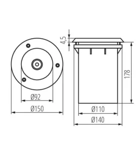 Spot LED Encastrable Sol E27 Étanche IP67 Ø150mm IK10