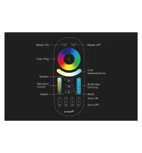 Télécommande RadioFréquence RGB+CCT 4 Zones Noir 092B