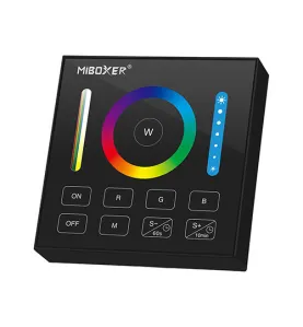 Télécommande Murale Tactile LED Dimmable RadioFréquence 1 Zone Noir - RGB, RGBW et RGB+CCT B0B