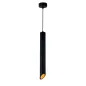 Suspension Moderne GU10 Noire Diffuseur Or H50cm