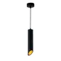 Suspension Moderne GU10 Noire Diffuseur Or H30cm