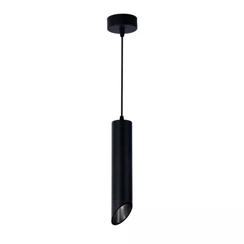 Suspension Moderne GU10 Noire Diffuseur Noir H30cm