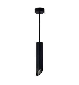 Suspension Moderne GU10 Noire Diffuseur Noir H30cm