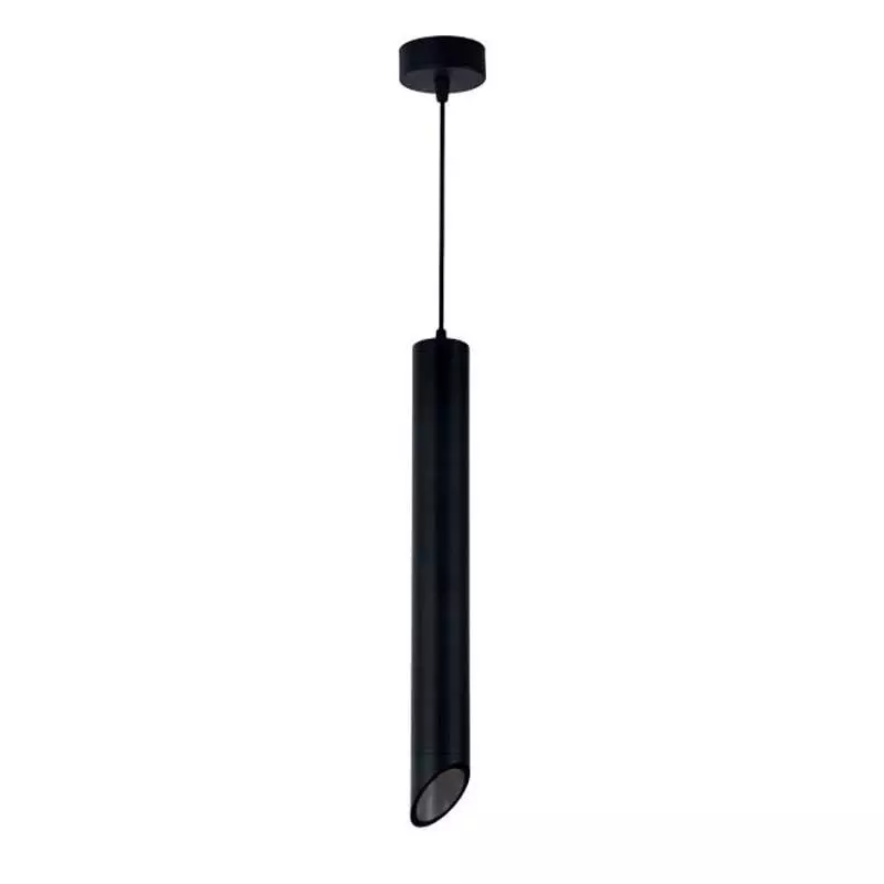 Suspension Moderne GU10 Noire Diffuseur Noir H50cm