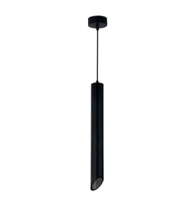 Suspension Moderne GU10 Noire Diffuseur Noir H50cm