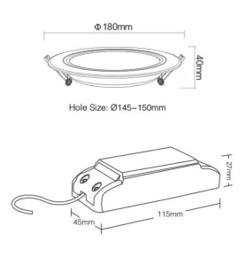 Spot LED Encastrable 12W 1100lm 120° Ø180mm Zigbee 3.0- RGB+CCT (2700K-6500K) 066Z