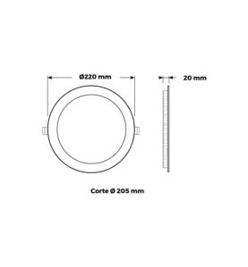 Plafonnier LED Encastrable Extra-Plat 18W 1620lm 160° Ø220mm Blanc - Blanc Chaud 3000K