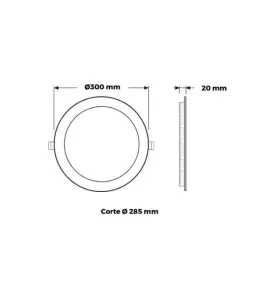 Plafonnier LED Encastrable Extra-Plat 24W 2160lm 160° Ø300mm Argent - Blanc du Jour 6000K