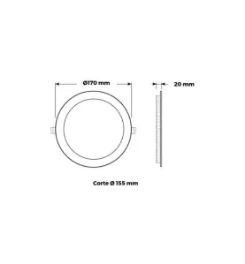 Plafonnier LED Encastrable Extra-Plat 12W 1080lm 160° Ø170mm Argent - Blanc Naturel 4000K