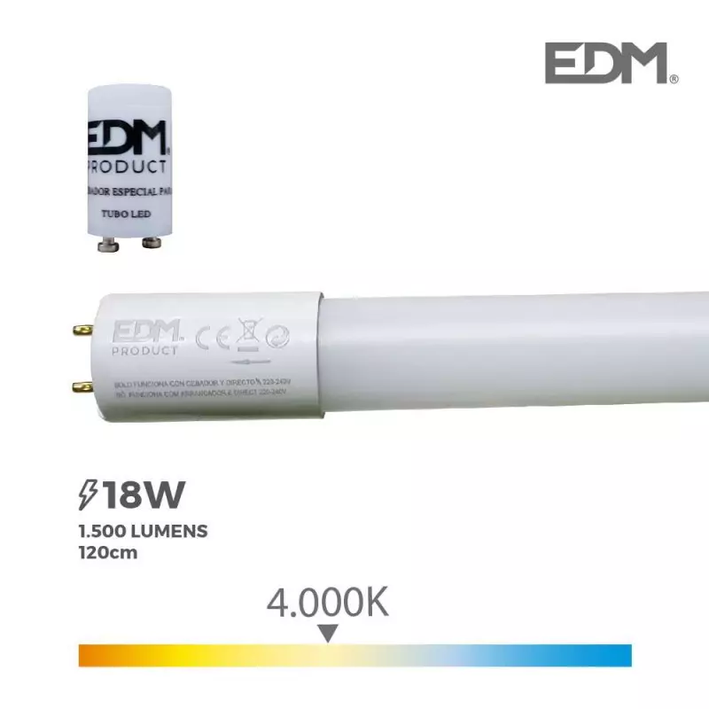 Tube LED T8 120cm 18W 1500lm - Blanc Naturel 4000K