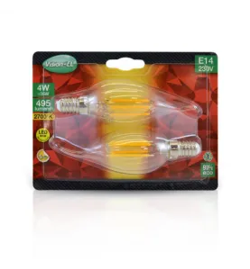 Blister x 2 Ampoules LED E14 4W 495lm Coup de vent - Blanc Chaud 2700K