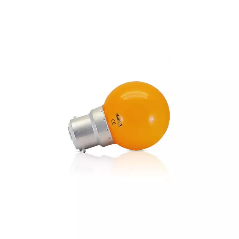 Ampoule LED B22 1W Orange forme G45 230V