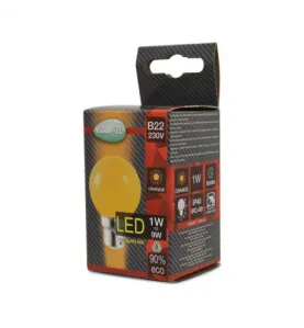 Ampoule LED B22 1W Orange forme G45 230V