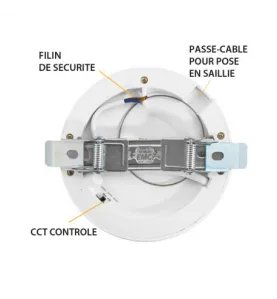 Plafonnier LED Encastrable AC220/240V 6W 525lm 100° IP40/20 IK06 Ø125mm - CCT 3000K / 4000K / 6000K perçage Ø50mm