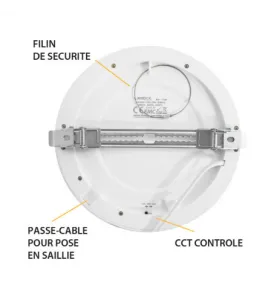 Plafonnier LED Blanc AC220/240V 18W 1800lm 100° IP40/20 IK06 Ø220mm - CCT 3000K / 4000K / 6500K perçage Ø53mm