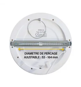 Plafonnier LED Blanc AC220/240V 18W 1800lm 100° IP40/20 IK06 Ø220mm - CCT 3000K / 4000K / 6500K perçage Ø53mm