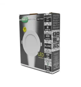 Plafonnier LED Encastrable AC200/240V 6W 400lm 160° Etanche IP40 IK08 Ø120mm - Blanc du Jour 6000K perçage Ø105mm