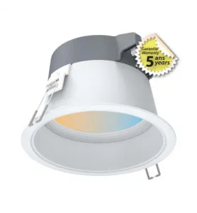 Downlight LED Encastrable Dimmable Blanc AC220/240V 20W 1800lm 100°  IP44/20 Ø175mm - CCT 3000K / 4000K / 6000K perçage Ø150mm