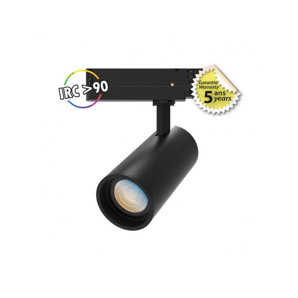 Spot LED Sur Rail Noir 25W CCT IRC90 GARANTIE 5 ANS