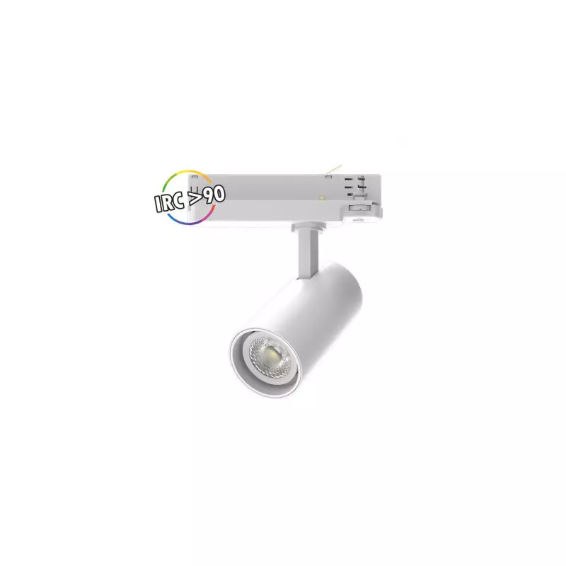 Spot LED sur Rail Orientable + Adaptateur Rail 3 Allumages AC220/240V 25W 2750lm 24° Ø75mm IP20 IK05 - Blanc Chaud 3000K