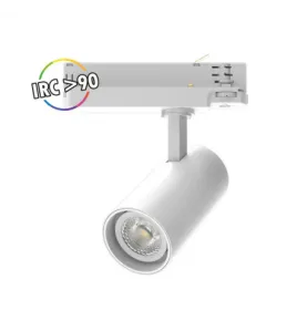 Spot LED sur Rail Orientable + Adaptateur Rail 3 Allumages AC220/240V 25W 2750lm 24° Ø75mm IP20 IK05 - Blanc Chaud 3000K