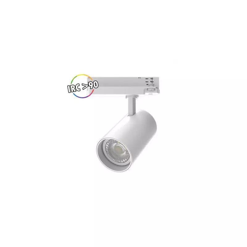 Spot LED sur Rail Orientable + Adaptateur Rail 3 Allumages Blanc 35W 3850lm 24° Ø75mm - Blanc Chaud 3000K