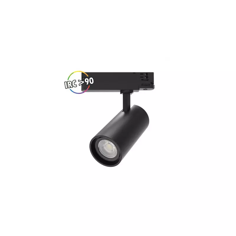 Spot LED sur Rail Orientable + Adaptateur Rail 3 Allumages AC220/240V 25W 2500lm 24°  IP20 IK05 Ø75mm - Blanc Chaud 3000K