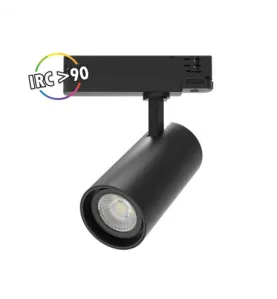 Spot LED sur Rail Orientable + Adaptateur Rail 3 Allumages AC220/240V 25W 2500lm 24°  IP20 IK05 Ø75mm - Blanc Chaud 3000K