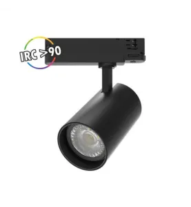 Spot LED sur Rail Orientable + Adaptateur Rail 3 Allumages AC220/240V 35W 3500lm 24° Ø85mm IP20 IK05  - Blanc Chaud 3000K