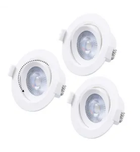 Pack de 3 Spots LED SMD Encastrable Orientable AC220/240V 5W 380lm 38° IP20 IK08 Ø90mm - Blanc Chaud 3000K perçage Ø68mm