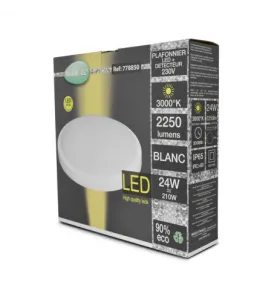 Plafonnier LED à Détecteur 24W 2250lm 160° IP54 Ø330 - Blanc Chaud 3000K