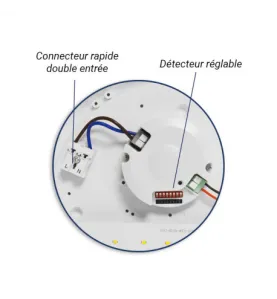 Hublot LED avec Détecteur RF AC200/240V 18W 1800lm 120°/75° Étanche IP65 IK10 Ø300mm Blanc - Blanc Naturel 4000K