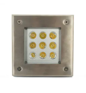 Spot LED Encastrable Sol Carré 9W 740lm 38° 150mmx150mm - Blanc Chaud 3000K