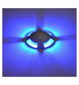 Spot LED Balise 4 Diffuseurs DC/AC12V 1W 4x70° Etanche IP67 IK06 Ø70mm - Bleu