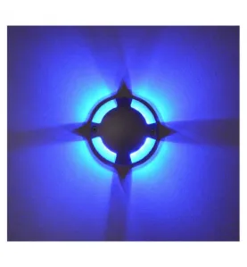 Spot LED Balise 4 Diffuseurs DC/AC12V 1W 4x70° Etanche IP67 IK06 Ø70mm - Bleu