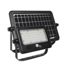 Projecteur LED Solaire avec Détecteur 6m + Chargeur USB 10W 1100lm 90° Étanche IP44 IK06 235mmx170mm - Blanc Naturel 4000K