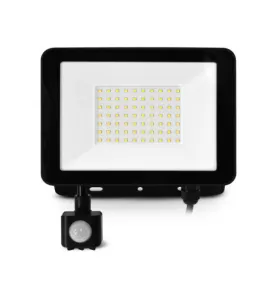 Projecteur LED Plat Détecteur AC220/240V 50W 4000lm 110° Étanche IP65 IK06 155mmx215mm Noir - Blanc Naturel 4000K