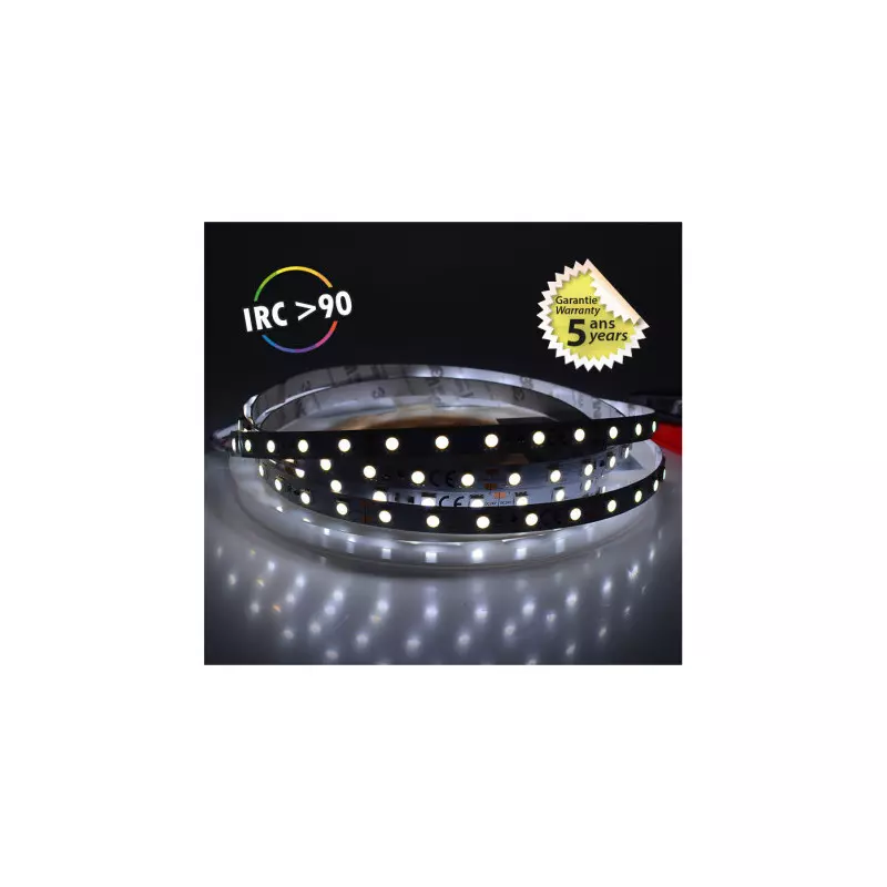 Bandeau LED Dimmable DC24V 12,4 W/m 60LED/m 884lm/m 120° IP20 5m - Blanc du Jour 6000K