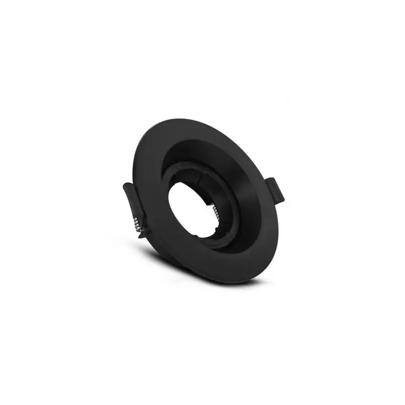 Support Spot Encastrable Plafond Rond Orientable 30° Noir Ø110x38mm