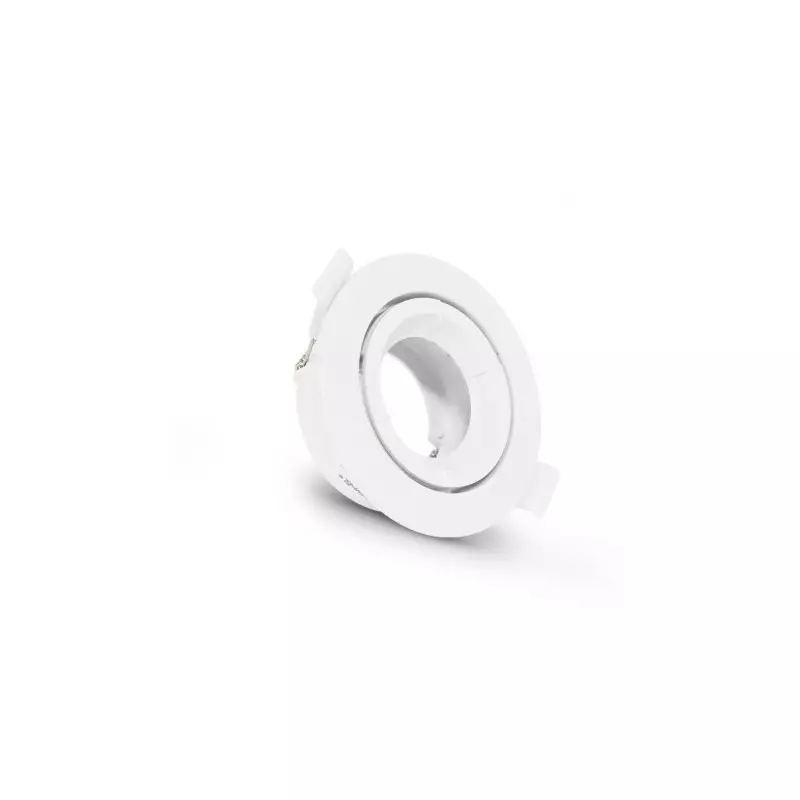 Support Spot Encastrable Plafond Rond Orientable 45° Blanc Ø90 mm