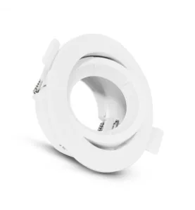 Support Spot Encastrable Plafond Rond Orientable 45° Blanc Ø90 mm