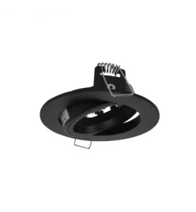 Support Spot Encastrable Plafond Rond Orientable 45° Noir Ø95 mm