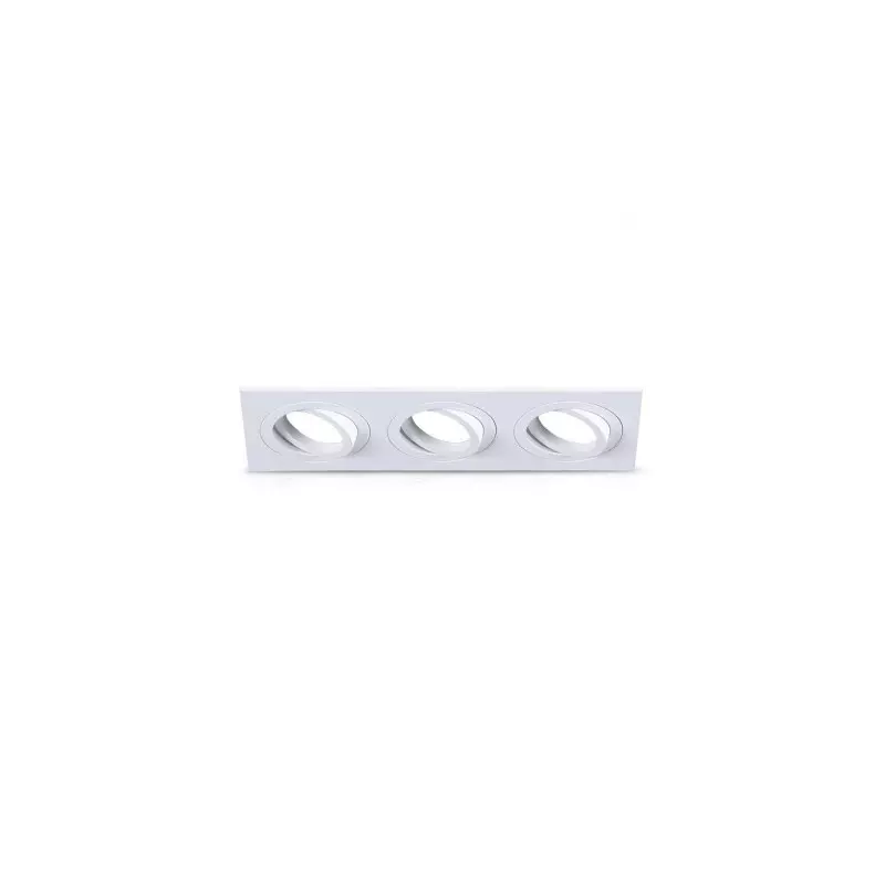 Support de Spot LED Encastrable Triple Orientable 30° IP20 Blanc 258x93mm - perçage 240x80mm