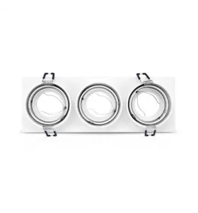 Support de Spot LED Encastrable Triple Orientable 30° IP20 Blanc 258x93mm - perçage 240x80mm