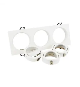 Support de Spot LED Encastrable Triple Orientable 30° IP20 Blanc 258x93mm - perçage 240x80mm