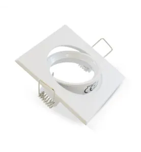 Support de Spot LED Encastrable Orientable 45° Carré Blanc 84x84mm - perçage Ø74mm