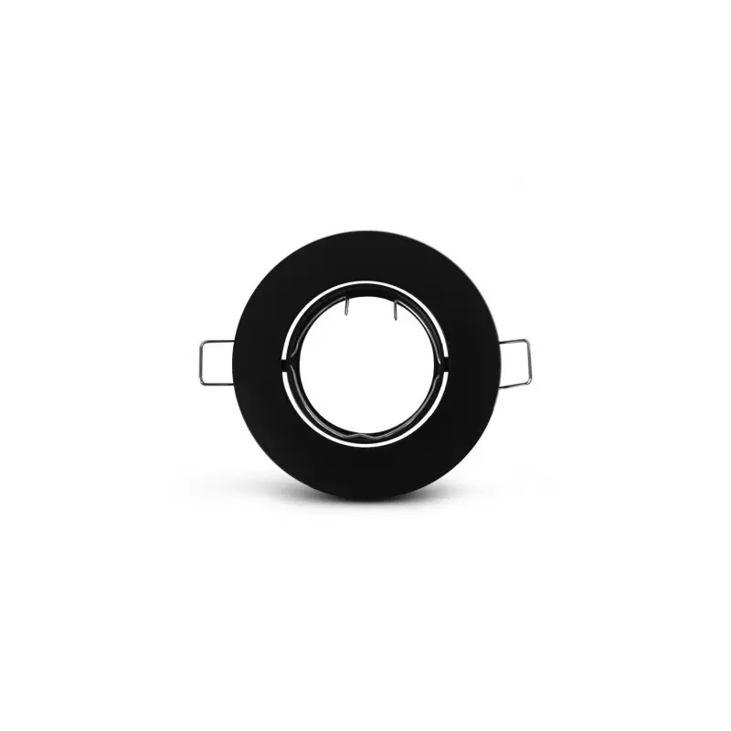 Support Spot Encastrable Plafond Rond Orientable 30° Noir Ø92 mm