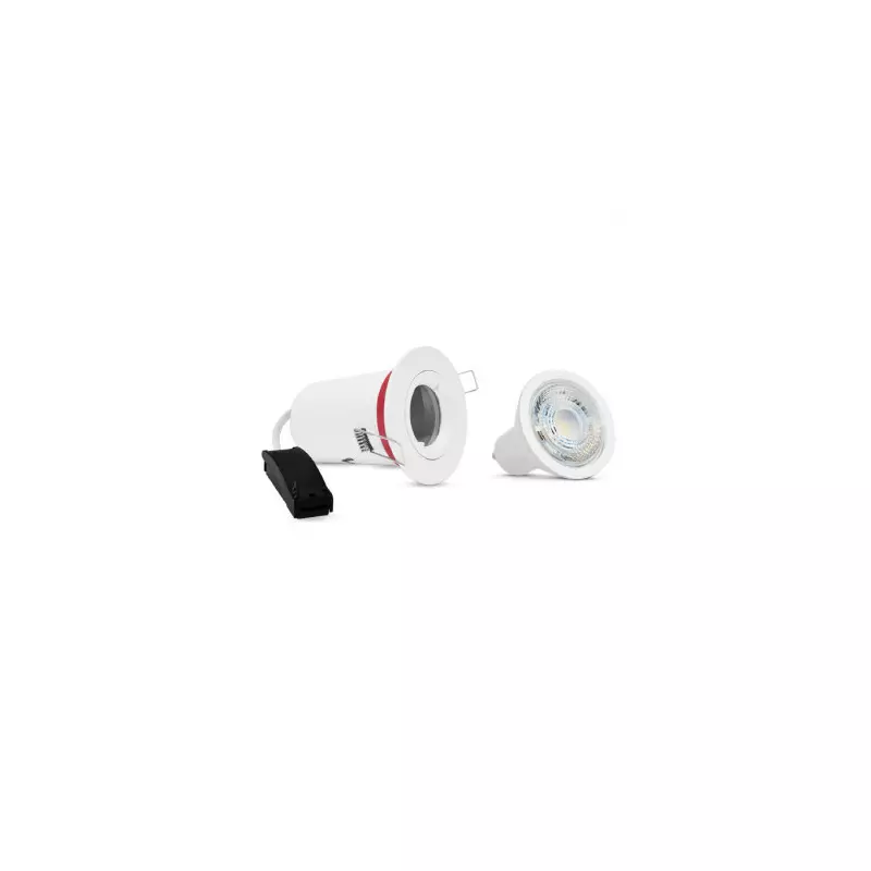 Support de Spot Encastrable + Ampoule LED Dimmable GU10 6W 480lm 75° Etanche IP65 Ø90mm - Blanc Chaud 3000K perçage Ø73mm