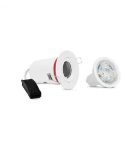 Support de Spot Encastrable + Ampoule LED Dimmable GU10 6W 480lm 75° Etanche IP65 Ø90mm - Blanc Chaud 3000K perçage Ø73mm